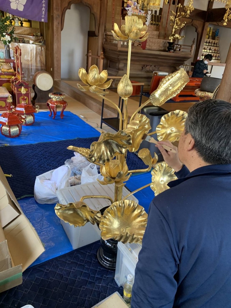 寺院仏具 常花の洗浄修復